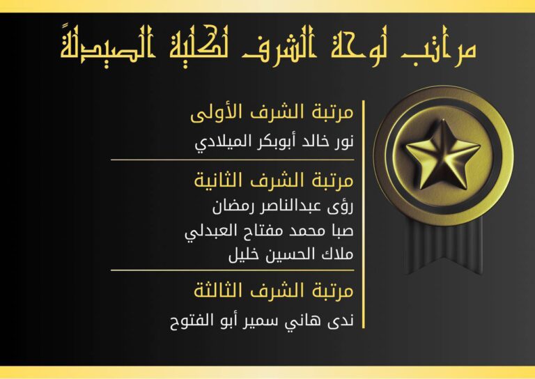 كلية الصيدلة بأن تحتفي بكوكبة من طالباتها اللواتي بلغن مراتب الشرف